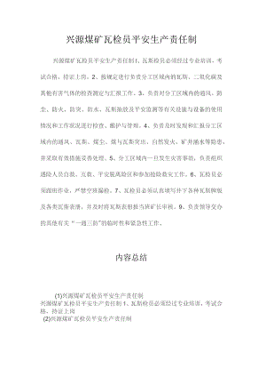 最新整理兴源煤矿瓦检员安全生产责任制.docx