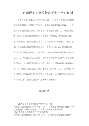 最新整理兴源煤矿瓦斯监控员安全生产责任制.docx