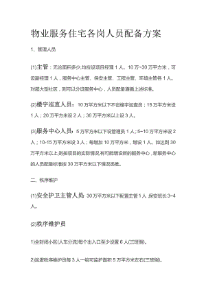物业服务住宅各岗人员配备方案.docx