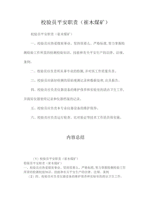 最新整理校验员安全职责（崔木煤矿）.docx