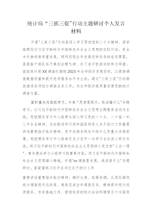 统计局“三抓三促”行动主题研讨个人发言材料.docx