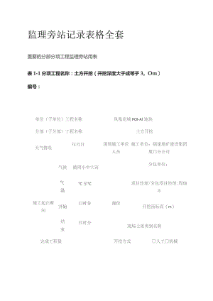 监理旁站记录表格全套.docx
