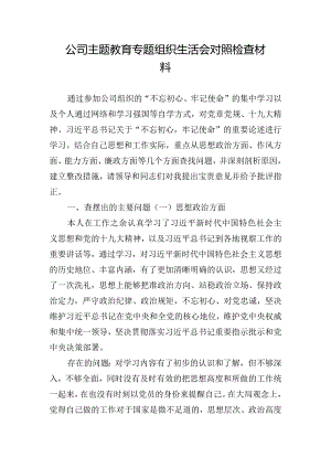 公司主题教育专题组织生活会对照检查材料.docx