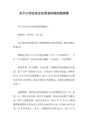关于小学生安全优秀演讲稿优推锦集.docx