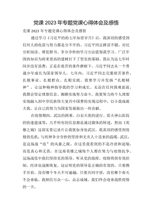 党课2023年专题党课心得体会及感悟.docx