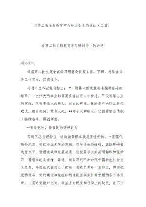 在第二批主题教育学习研讨会上的讲话(二篇).docx