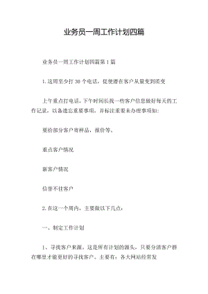 业务员一周工作计划四篇.docx