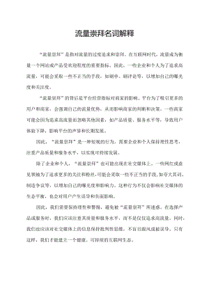流量崇拜名词解释.docx