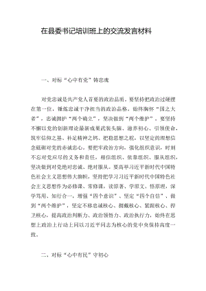 在县委书记培训班上的交流发言材料.docx