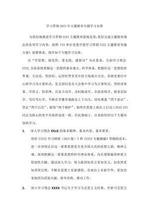 学习贯彻2023年主题教育专题学习安排.docx