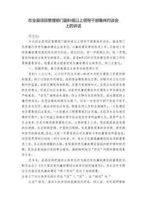 在全县项目管理部门副科级以上领导干部集体约谈会上的讲话.docx