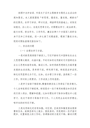 2023年教育专题民主生活党员干部个人检查材料（六个方面）范文.docx