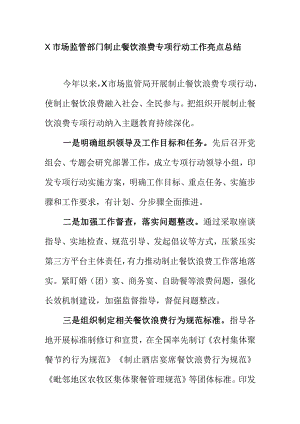 X市场监管部门制止餐饮浪费专项行动工作亮点总结.docx