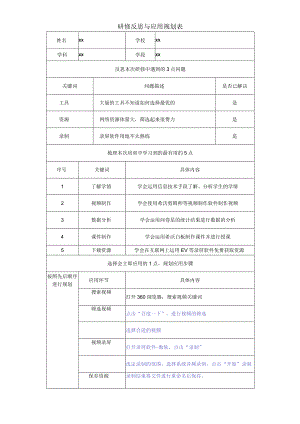校本研修反思与应用规划表本.docx