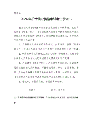 2024年护士执业资格考试考生承诺书.docx