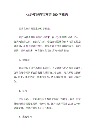 优秀实践自我鉴定500字甄选.docx