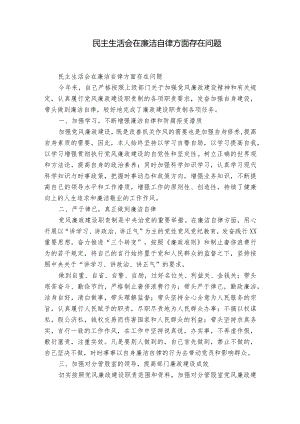 民主生活会在廉洁自律方面存在问题.docx