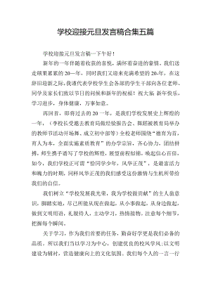 学校迎接元旦发言稿合集五篇.docx
