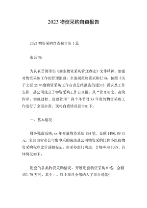 2023物资采购自查报告.docx