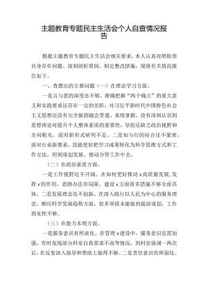 主题教育专题民主生活会个人自查情况报告.docx