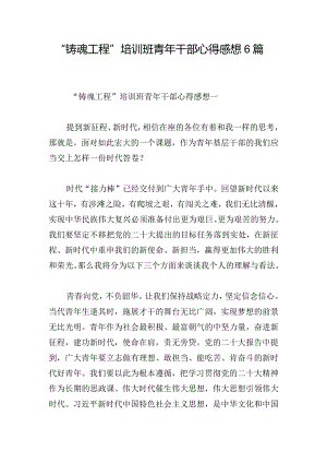 “铸魂工程”培训班青年干部心得感想6篇.docx