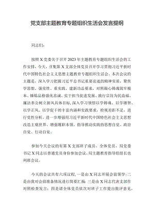 党支部主题教育专题组织生活会发言提纲.docx