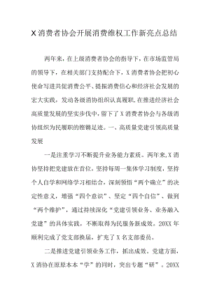 X消费者协会开展消费维权工作新亮点总结.docx