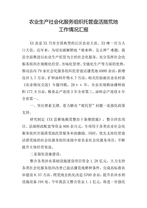 农业生产社会化服务组织托管盘活撂荒地工作情况汇报.docx