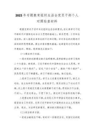 有关2023年专题教育组织生活会 党员干部个人对照检查材料.docx