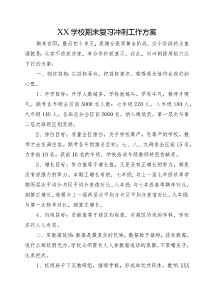 XX学校期末复习冲刺工作方案.docx