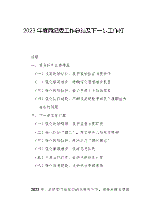 2023年度局纪委工作总结及下一步工作打算.docx