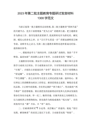 2023年第二批主题教育专题研讨发言材料1300字范文.docx