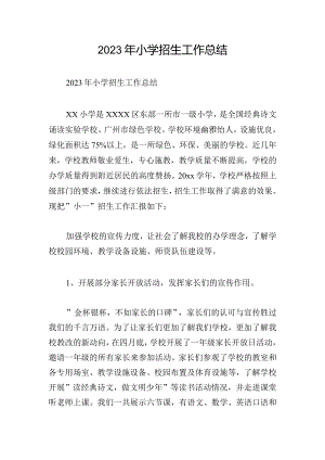 2023年小学招生工作总结.docx