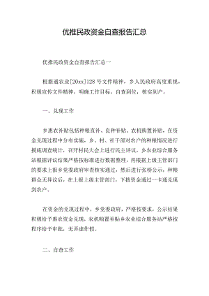优推民政资金自查报告汇总.docx
