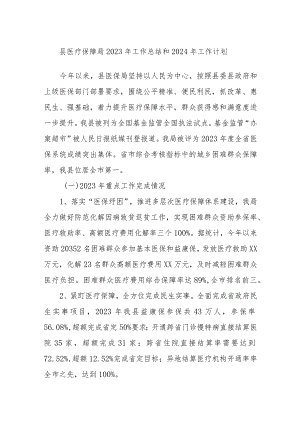 县医疗保障局2023年工作总结和2024年工作计划.docx