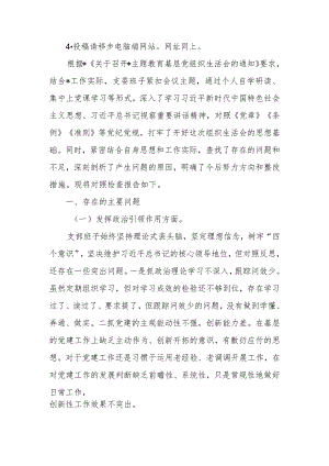 2023年教育专题组织生活支部班子检查材料范文两篇.docx