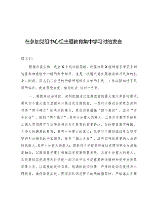 指导组长在参加学校中心组主题教育集中学习时的研讨发言.docx