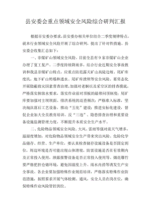 县安委会重点领域安全风险综合研判汇报.docx