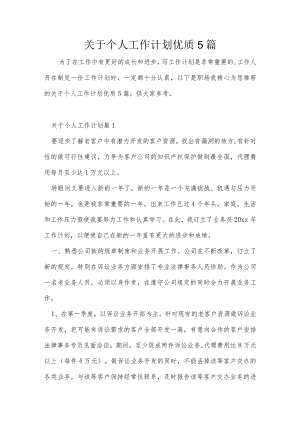 关于个人工作计划优质5篇.docx