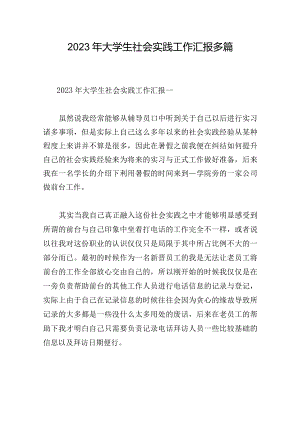 2023年大学生社会实践工作汇报多篇.docx