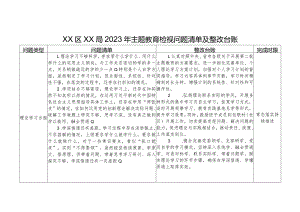 XX区XX局2023年主题教育检视问题清单及整改台账.docx