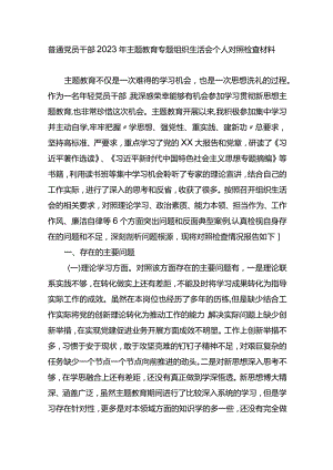 普通党员干部2023年XX教育专题组织生活会个人对照检查材料.docx