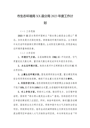 市生态环境局XX县分局2023年度工作计划.docx