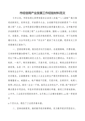 市经信局产业发展工作经验材料总结报告汇报.docx