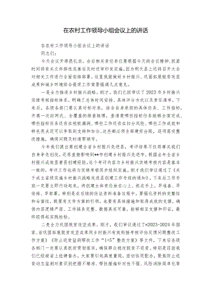 在农村工作领导小组会议上的讲话.docx
