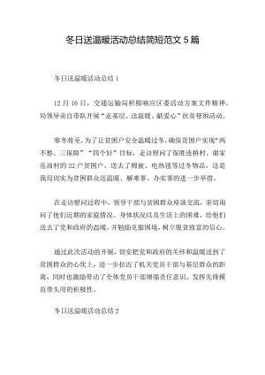 冬日送温暖活动总结简短范文5篇.docx