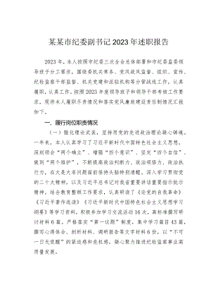 某某市纪委副书记2023年述职报告.docx