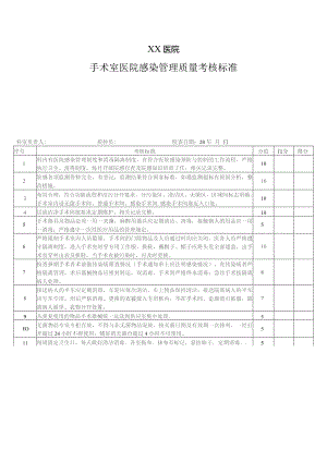 手术室医院感染管理质量考核标准.docx