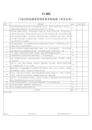 门急诊医院感染管理质量考核标准(科室自查).docx