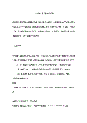 2023临床常用抗癫痫药物.docx